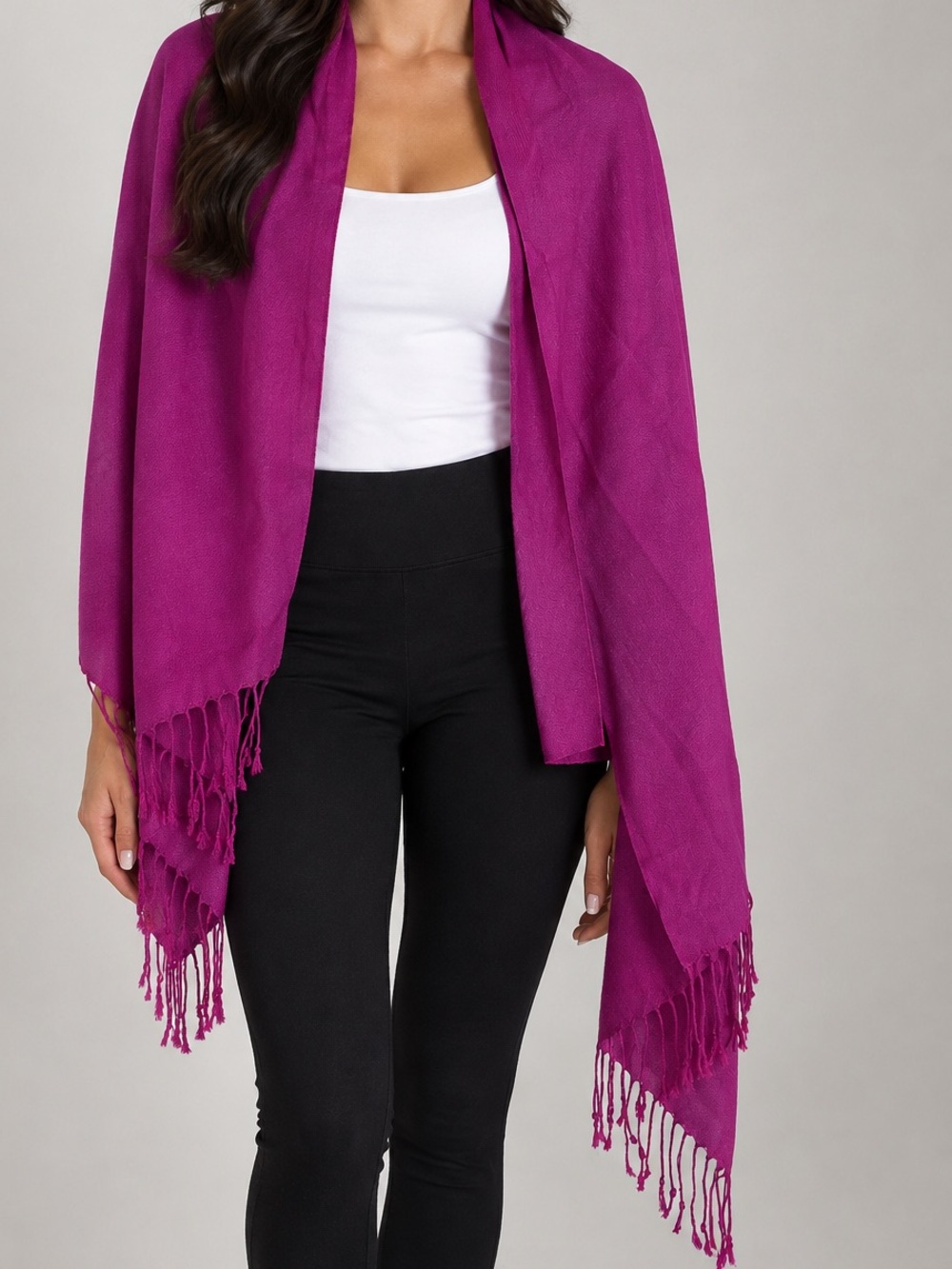 Pashmina Women's Purple Fringe Shawl Wrap
